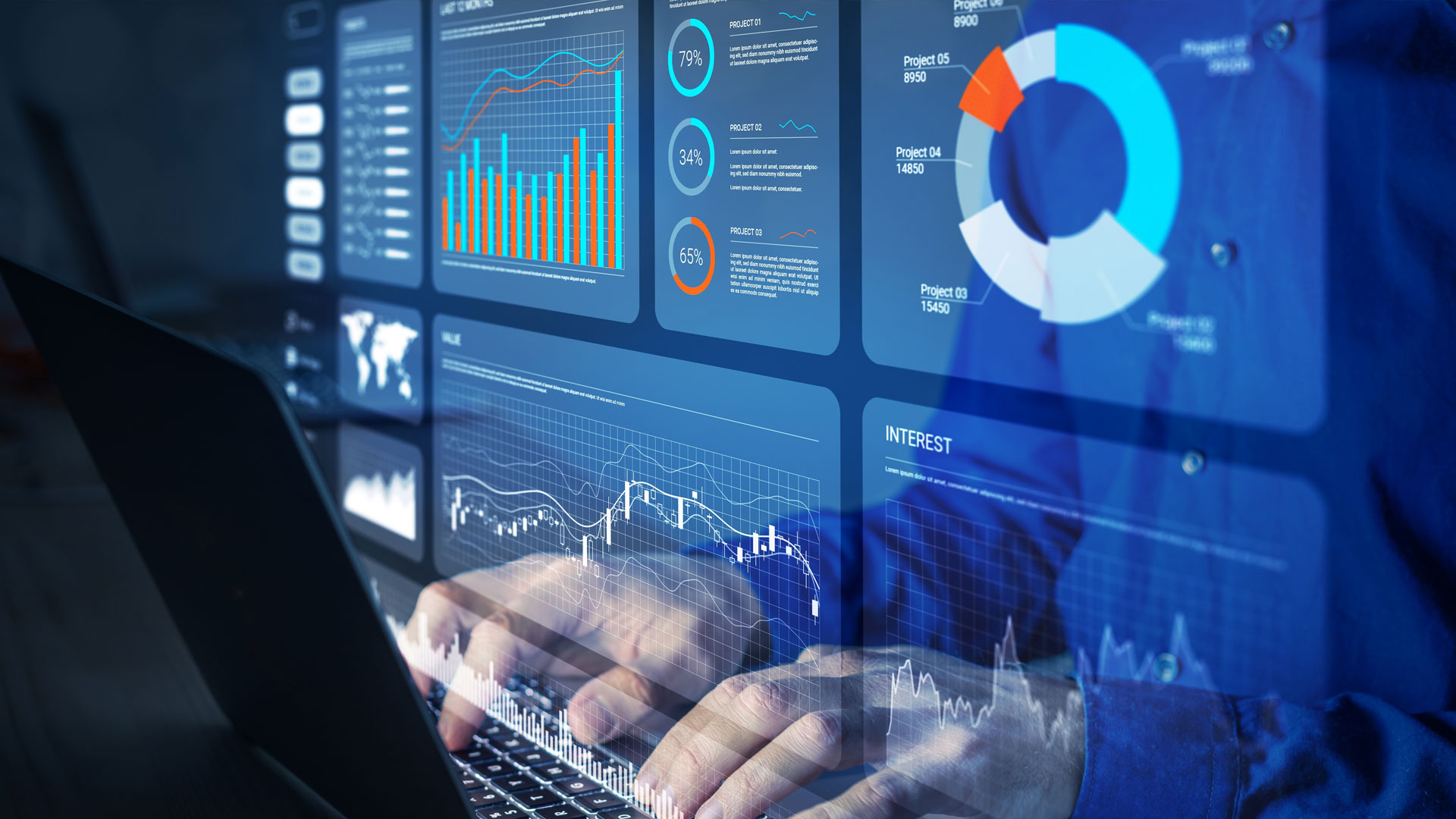 Graphik einer Statistischen Kurve unterteilt in den Farbn Gelb, Rot und Blau